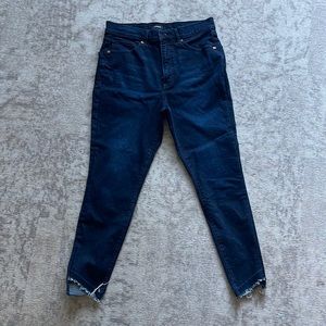Express Raw Hem Dark Wash Jeans